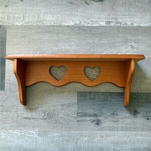 VTG Wooden Wall Shelf w/ Classic Heart Cutouts